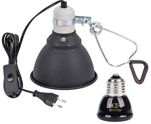 MOGOULUA Terrarium Dome 5.5 Zoll Reptilien Terrarium Dome Lampen E27 50W Aluminium Reflektorlampe Terrarium Lampenfassung für Infrarot UVA UVB Lampen für Eidechsen Schildkröte Bartagame Huhn Hund
