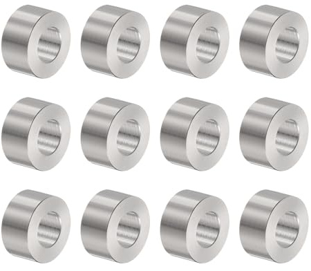 QUARKZMAN 12pz Distanziatore in Acciaio Inossidabile 8.2mm Foro x 16mm OD x 8mm Lunghezza Boccola per Vite Finitura Semplice Distanziatore Metallo Rotondo per Viti Bulloni e Barre M8