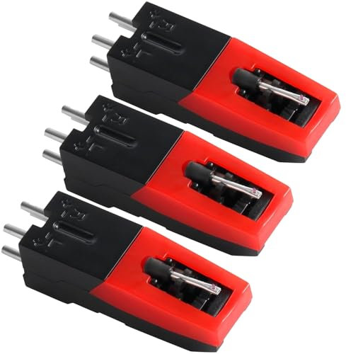 KOOLEVER 3 cartuchos universales para tocadiscos, cartuchos giratorios para discos de vinilo, aguja de diamante, aguja de tocadiscos, aguja para tocadiscos para fonógrafo LP, Victrola, ION, Crosley
