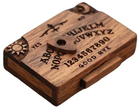 Planche à spiritueux miniature, planche de Ouija d'Halloween, planche de divination en bois, planche à spiritueux paranormale, ensemble Ouija parlant, planche de communication spirituelle 4 x 2,5 x 1