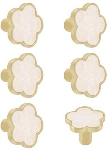 MOROBOR Decorative Flower Kitchen Cabinet Knobs, 6 Pack Creative Dresser Drawer Pulls Furniture Cupboard Door Pull Handles Single Hole Zinc Alloy Knobs Furniture Accessories