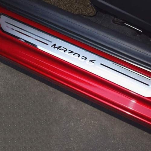 YOFAB 4pcs Car Door Sill Scuff Plate, for Mazda 6 2015-2019, Welcome Pedal Guard Kick, Car Door Sill Protector Strips, Car Door Sill Protector, Auto Accessories