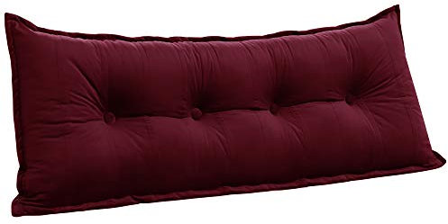 Rucener Groß Lendenkissen Rückenlehne Großes Samt Bücherkissen Lesekissen Lendenkissen Groß Wandkissen Rückenkissen Bett Lesekissen Groß Lesekissen Weinrot 140 cm