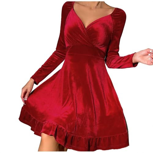 vestito 18esimo ragazza viola, Abito Cerimonia Donna Abito Maglia Manica Lunga Vestito Casual Caldo Linea A in Maglia Abiti Cerimonia Tinta Unita Donna Abito da Cocktail per Autunno e Inverno