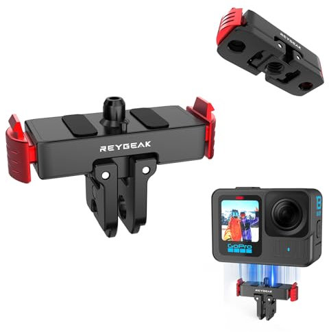 REYGEAK Schnellwechselhalterung für GoPro Hero 13, Aluminiumkopf Kameraadapter mit 1/4“ Schraube, (schwarz rot)