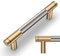 Amerdeco 10 Pack Champagne Bronze and Brushed Nickel Knurled Cabinet Pulls 96mm Hole Center to Hole Center Kitchen Cabinet Handles for Drawer Dresser, Cupboard and Wardrobe AM003