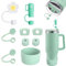 PRZRAO Accessories Compatibili con Cannuccia per Stanley Cup, 9 Stanley Borraccia Accessori, Protezioni per la Fuoriuscita di Stanley Cup da 1,2 l e 850 ml, Verde