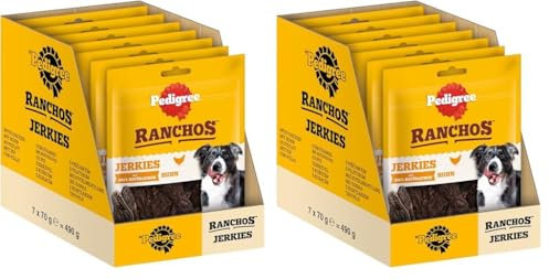 Pedigree Ranchos Originals – Weicher Hundesnack mit Huhn – Schonend getrocknet – Ideal für kleine und große Hunde – 7 x 70g (Packung mit 2)