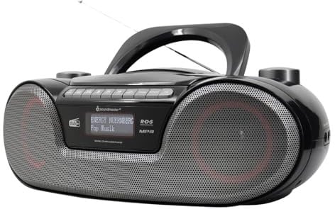 Soundmaster SCD8300SW Portable Digital Radio CD Player Audio Book Function Bluetooth DAB+ FM Radio USB/SD Port Headphone Jack Alarm Clock Boombox