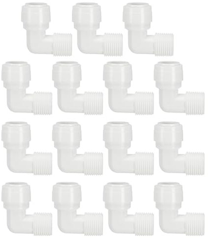 PATIKIL Water Purifier Elbow Connector 3/8 NPT Female x 1/4 OD Tube, 15 Pcs Quick Push to Connect Tube Fittings for RO/DI Reverse Osmosis Water Filter Purifier Plumbing System, White