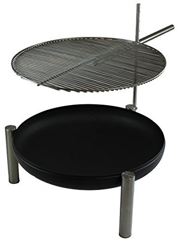 VEIKIN DESIGN Premium Feuerschale mit Edelstahl Grill Emotion G Ø 50 cm, Feuerstelle, Feuerkorb, Holzkohlegrill, Profi Qualität