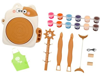 perfeclan Tornio da vasaio per bambini Giocattolo educativo per arti e mestieri Kit per ceramica Strumenti per scolpire l'argilla per ragazzi e ragazze