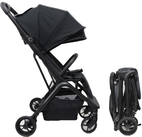 Titanium baby Buggy Pulse - von 0-4 Jahre (max 22 kg) - mit 4-fach Komfortfederung, Liegefunktion und Schnellfaltsystem (Schwarz)