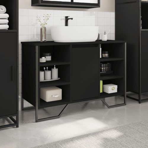 Homvdxl Waschbeckenunterschrank 91x35x60 cm Waschbeckenunterschrank Bodenstehend Unterschrank für Waschbecken & Waschbecken ohne Podest schwarz