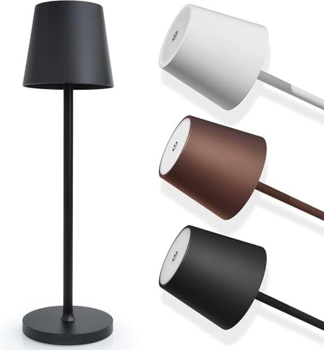 SMART-J Lampada Ricaricabile LED da Tavolo Easy Circle – 3 Temperature di Luce, 6 Ore di Autonomia, Design Moderno, Interruttore Touch, USB Ricaricabile (Nero)