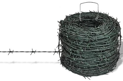 Xichuzi Filo Spinato Verde a Rotolo 100 m Protezione Esterni Filo di Recinzione