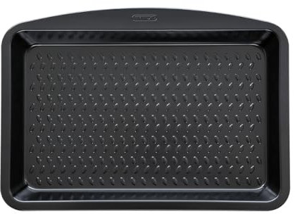 Pyrex - Bandeja para horno Glide de metal, revestimiento antiadherente sin PFAS, cocción homogénea, resistente y mango XL práctico, apto para lavavajillas (38 x 24 cm)