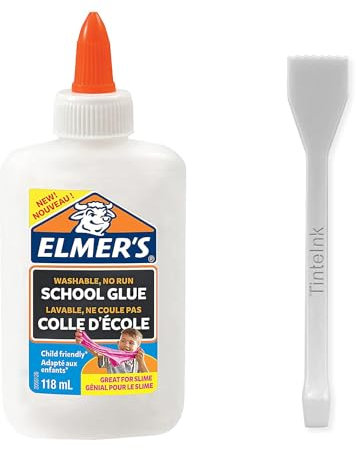 Elmers Liquid Glue White Wasahble + Includes Tinte Ink Spatchula (Small (118ml))
