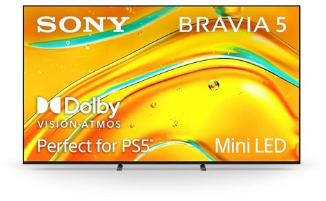 Sony BRAVIA 5 75 Inch TV, Mini LED, 4K Smart Google TV, XR Processor with AI Technology,120hz Television with Dolby Vision/Atmos, Exclusive Features for PlayStation®5, K-75XR50