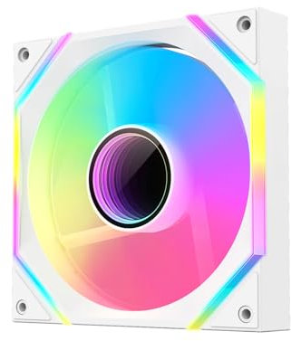 DARKROCK F140 140mm Infinity Mirror Design Case Fan with PWM Control and ARGB LED Light Effect, HDB Hydraulic Bearings for Low Noise Operation - White