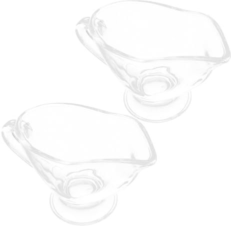 Holibanna Lot de 2 Saucières en Verre 215ml Récipient à Sauce Transparent Tasse à Sauce avec Bec Verseur pour Restaurant Cuisine Familiale et Vinaigrettes