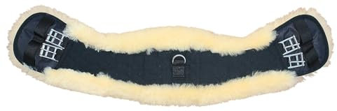 Euroriding Mond Sattelgurt schwarz Natur Sattelgurt Kurzgurt Lammfell 90 cm