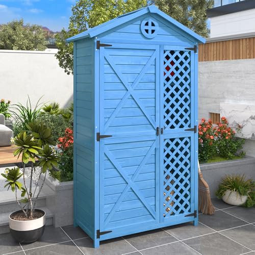 Casetta per attrezzi in legno, piccolo armadietto per attrezzi da giardino, 90 x 56,5 x 175,3 cm (larghezza x profondità x altezza), casetta da giardino, resistente alle intemperie, in legno, stabile