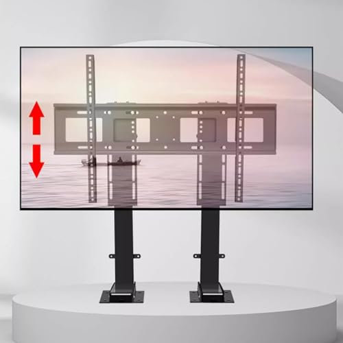 Supporto da pavimento motorizzato per TV – Staffa regolabile in altezza per televisori da 55 a 100 pollici Smooth Rise & Fall Telecomando e impostazioni di memoria Design salvaspazio per TV da 55 a