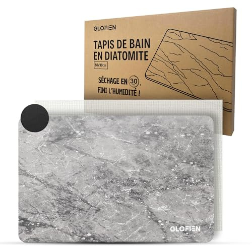 Glofien Tapis de Bain Diatomite , 60x40 cm - Tapis Diatomite Salle de Bain à Séchage Rápide, Antidérapant et Ultra Absorbant - Bath Mat- Idéal Douche, Lavabo, Cuisine, Plantes, Animaux