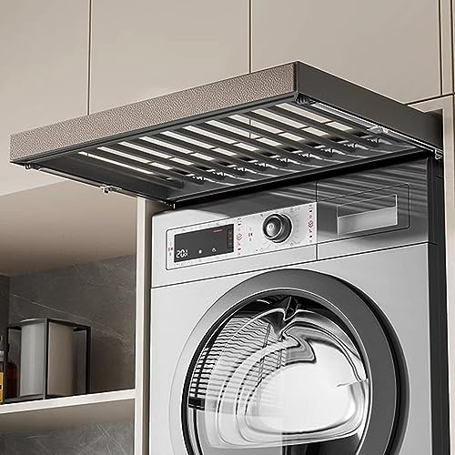 DFGHNBVC Tendedero Extraíble De Aleación De Aluminio para Lavadora, Organizador para Ahorrar Espacio En Armario, Ajustable En Longitud, De Cuero Gris (56,4-61,4 Cm)