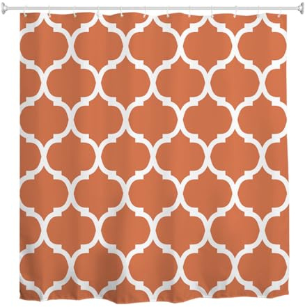 goodbath Rideau de douche orange 180 x 180 cm, motif marocain, rideau de bain en polyester imperméable pour salle de bain, baignoire, hôtel