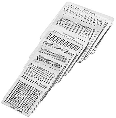 Tissting BGA-Reballing-Schablonenset, 33 Stück Universal-Edelstahl-Netzschablonen mit Heizfunktion für Notebook Grafikchip North-South-Bridge Wiederverarbeitung