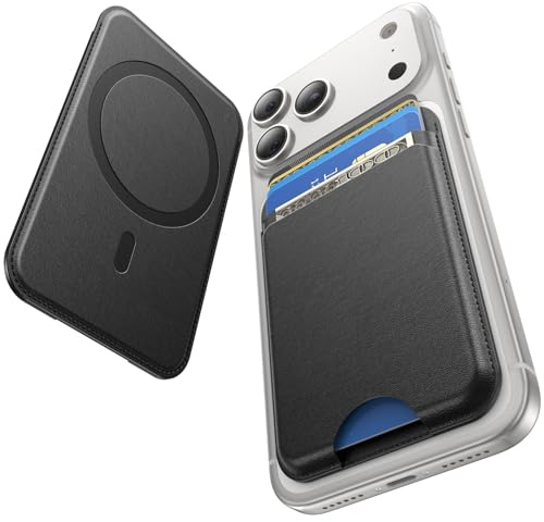 Fanseesy for MagSafe Wallet, 5 Card Holder, Slim Leather Magnetic Wallet for iPhone 17/16/15/14/13/12 Pro Max Plus Air Series, 1 Card Slots & 1 Cash Slot,Black
