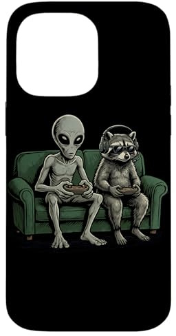 Hülle für iPhone 14 Pro Max Alien mit Waschbär Video Spiele beim Gaming Jungen Gamer