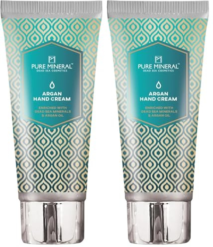 Pure Mineral - Nährende Handcreme mit Arganöl - Intensive Reparatur für trockene Haut - Angereichert mit Mineralien aus dem Toten Meer - Ohne Silikone, Sulfate, Parabene - 50ml (Packung mit 2)