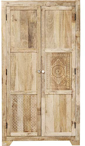 Kare Design Puro Schrank, Kleiderschrank Massivholz, Flurschrank Holz, (H/B/T) 190x100x58cm