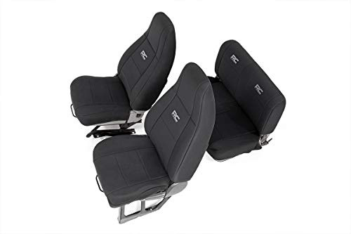 Rough Country Neopren-Sitzbezüge für Jeep Wrangler YJ (1991–1995), wasserdicht und UV-beständig, mit Schaumstoff gepolstert, Vorder- und Rücksitzbezug-Set