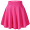 EXCHIC Damen Casual Basic Vielseitige Dehnbare Taille Rock Flared Plissee Mini Skater Rock, Mini-Rose, X-Groß