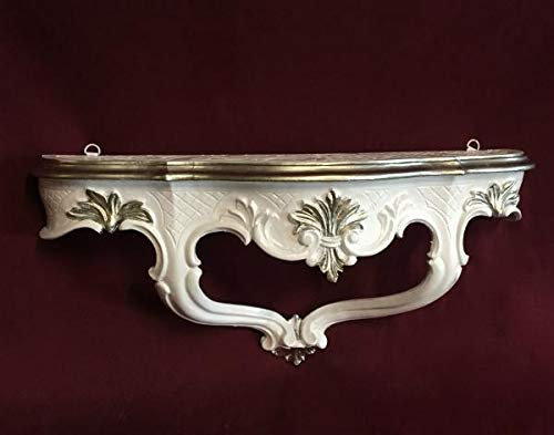 artissimo Barock Konsole, Wandkonsole Weiß Silber Spiegelkonsolen, Wandregal, Wandablage 45x21