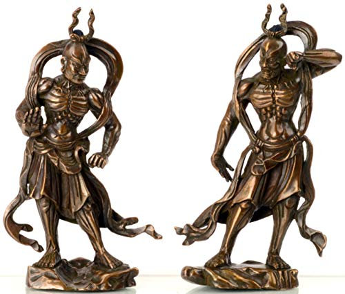 BUDDHAFIGUREN Buddha-Statue Nio Kangoo - Japanischer Tempelwächter Paar Set mit 2 Figuren Kupfern 16,5 cm