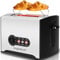Aigostar Mini Sunshine 30MPX Toaster aus Edelstahl, 900W, mit 2 extra großen Schlitzen und Aufwärm- und Auftaufunktion, 7 Bräunungsstufen, 0% BPA.