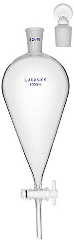 Labasics 1000ml Embudo Separador Cónico de Vidrio de Borosilicato con Tapón de Vidrio, Separatory Funnel Embudo de Laboratorio - 1000ml