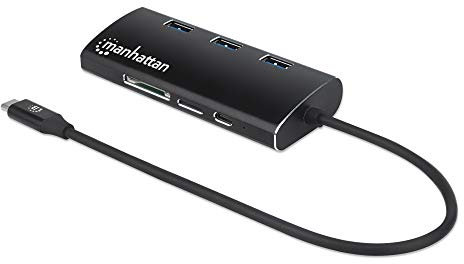 MANHATTAN USB-C-Dock/HUB HDMI/USB-C/USB-A Netzwerk 5 GBPS PD Kartenleser