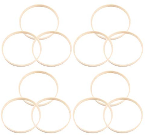 HEALLILY Traumfänger Ring Bambus Ringe Runde Stickrahmen Kreuzstich Reifen Ring Drahtring Holzring für DIY Basteln Kunsthandwerk Traumfänger Dekoration Zubehör 23CM 12 Stück