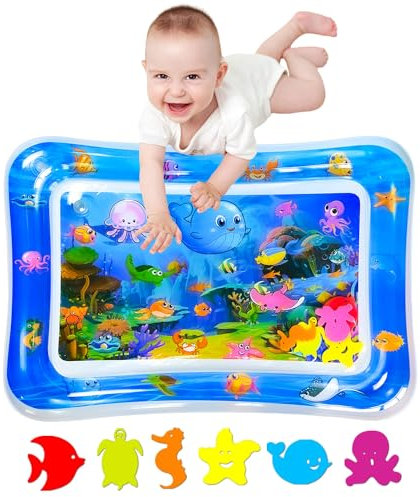 SUNSHINEMALL Wassermatte Baby Bpa Frei 66×50CM Wasserspielmatte Baby Wasser Spielmatte Sensorik Spielzeug Krabbelmatte Baby 3 6 9 Monate Tummy Time Toys Water Mat(Blaue Meerjungfrau)