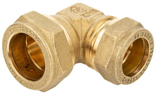 tecuro Messing-Klemmringverbinder, Winkel 90° reduziert 15 x 18 mm, metallisch dichtend, DVGW W 534 geprüft, geeignet für Solar