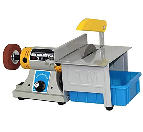 KUANDARMX Kit De Mini Scie à Table De Profondeur De Coupe De 20mm, Machine De Tampon De Polissage De Roche De Bijoux 650w, Ensemble De Machine De Polissage De Paillasse 0-10000r / Min