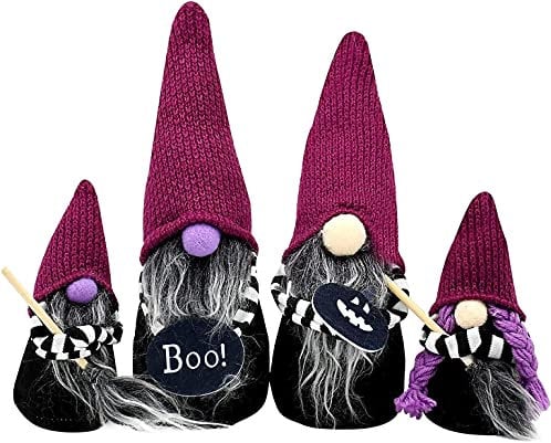 X&Z-XAOY 4 Pcs Halloween Decorations Dwarf,Magic Broom Gnomes,Vampire Plush Dolls For Party Home Table Indoor Desktop Ornaments,Handmade Gift