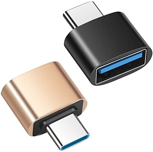 BORLTER CLAMP Adaptateur USB C vers USB 3.0 (Paquet de 2), OTG type-C vers type-A Compatible avec MacBook, Smartphones USB C et Périphériques Type-C (Noir et Or)