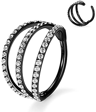 AROWRO 16G Nasenscheidewand Ringe Nasenschmuck 10mm Knorpelohrring Hoop Conch Daith Rook Helix Septum Piercingschmuck Daith Lobe Ohrringe 316L Chirurgenstahl Schwarze Ringe